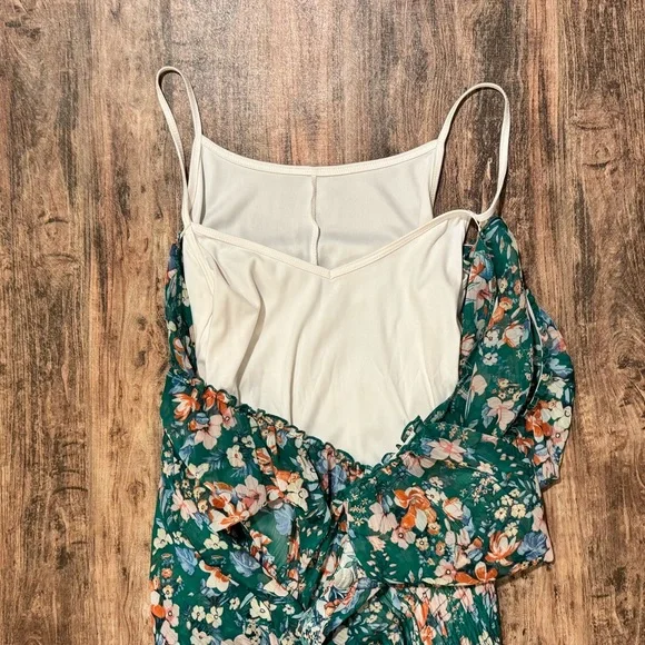 fig and flower Sheer Floral Tiered Maxi Dress in Green, White, & Orange - Picture 7 of 12